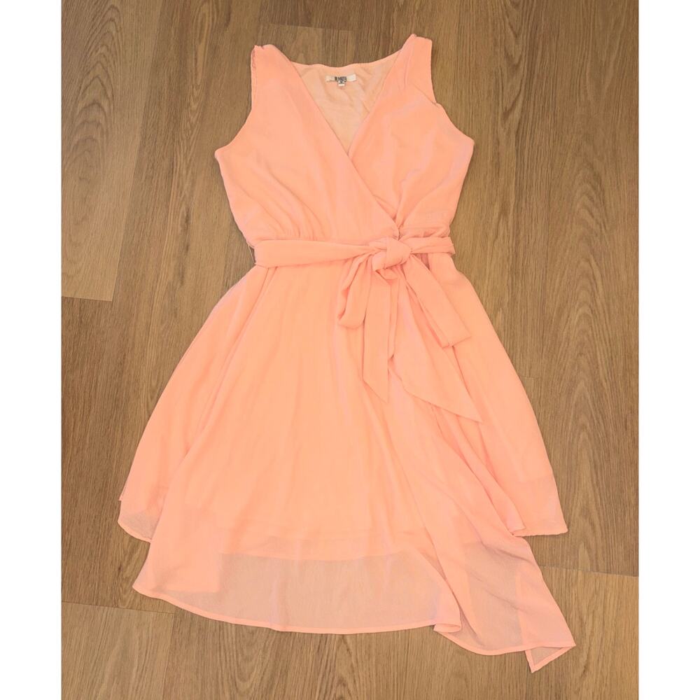 BB Dakota pink/peach/salmon textured chiffon wrap dress womens size Medium